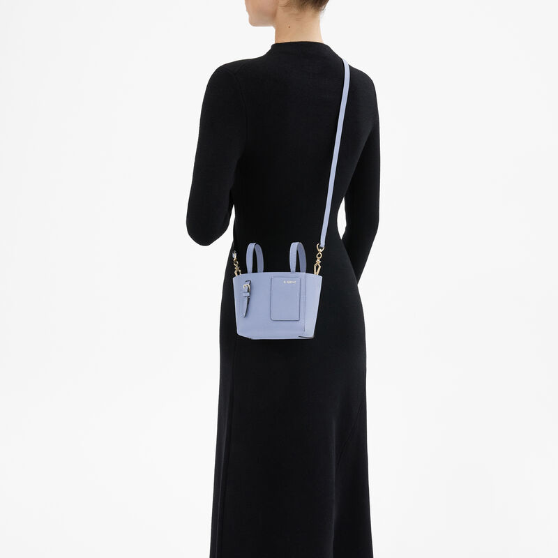 Soft Bucket Nano Bag - Hydrangea Blue - Millepunte calf leather - Valextra - 2