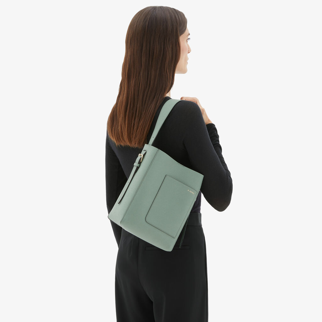 Soft Bucket Mini Bag - Eucalyptus Green - Vitello VS - Valextra - 2