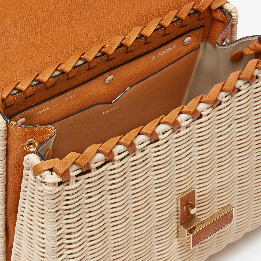 Iside Wicker Top Handle Medium Bag - Beige/Havana Brown - Midollino/Vitello VS - Valextra - 3