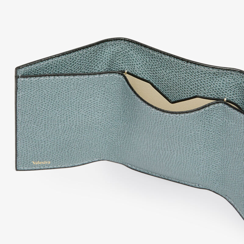 Small Wallet With Coin Holder - Smokey Blue - Millepunte calf leather - Valextra - 3