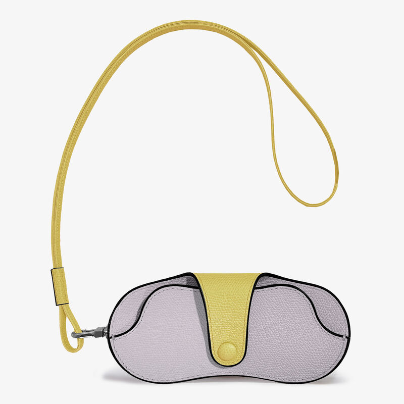 2 COLORS GLASSES HOLDER COLOR-BLOCK WITH STRAP CALF LEATHER VS PALLADIUM,GTJC,gallery