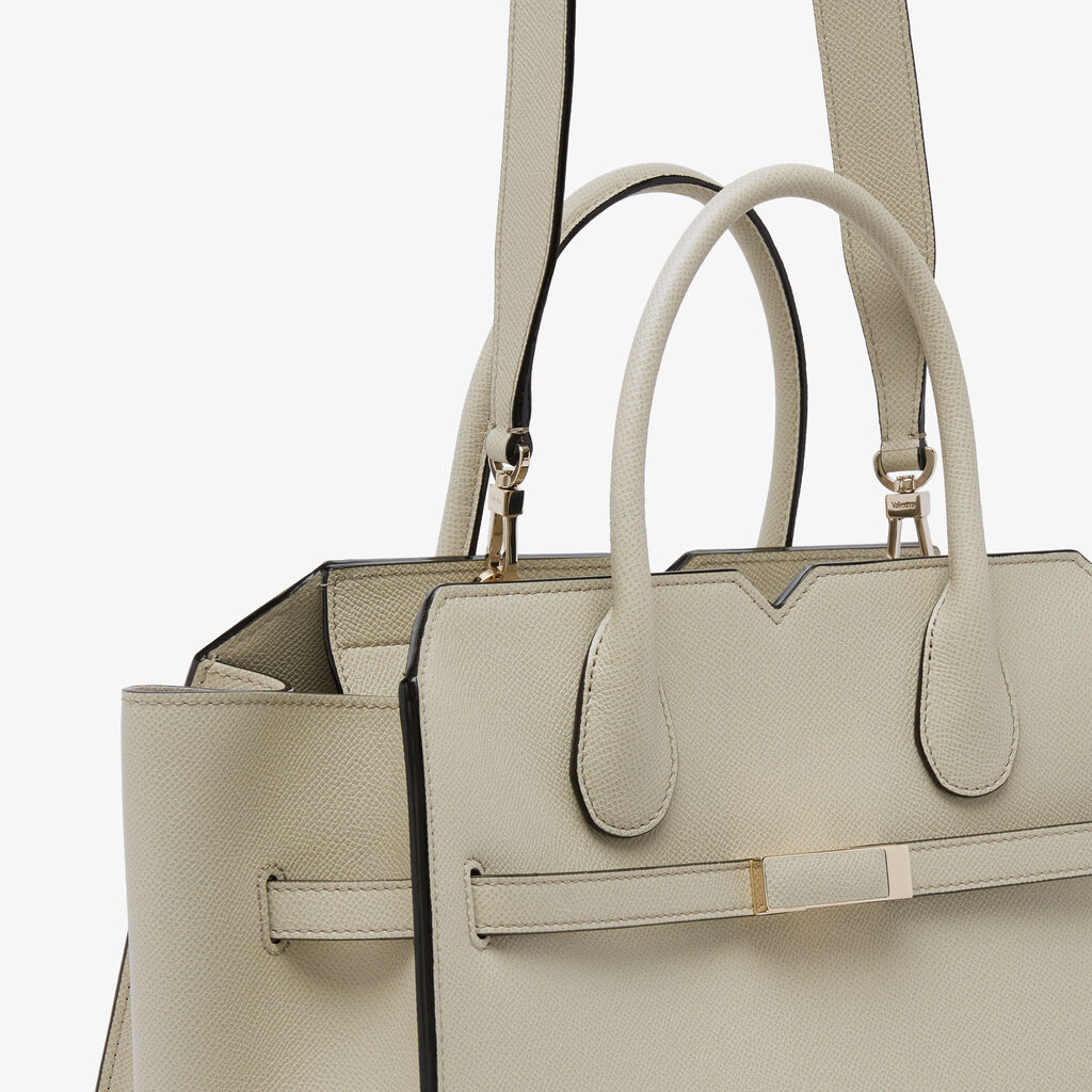 Borsa A Due Manici Milano Media - Grigio Lino - Vitello Millepunte Soft - Valextra - 5