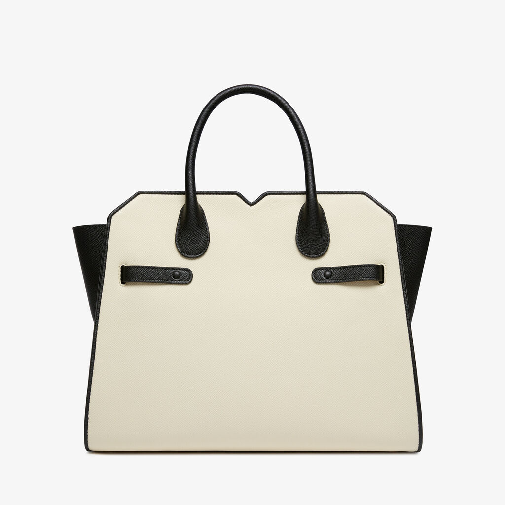 Borsa a Due Manici Milano Chiaroscuro Media - Pergamena White/Black - Vitello Millepunte Soft - Valextra - 6