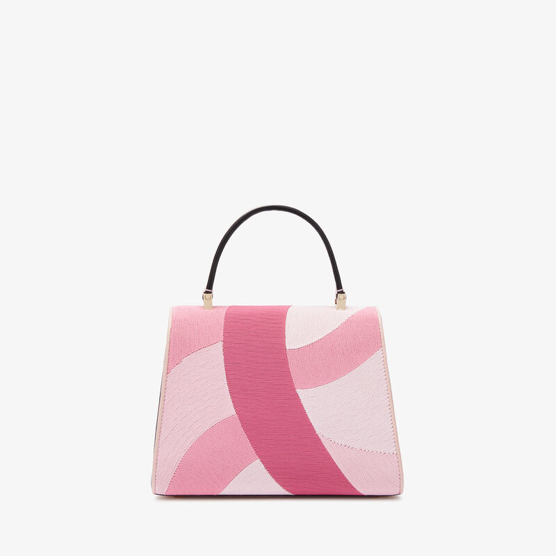 Iside Patchwork Top Handle Mini Bag - Peony Pink/Pink Color Mix - Millepunte calf leather - Valextra - 6