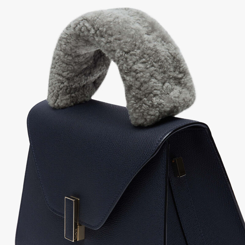 Iside Fur Handle Cover - Cement Grey - Pelle di Vitello Millepunte and Shearling - Valextra - 3