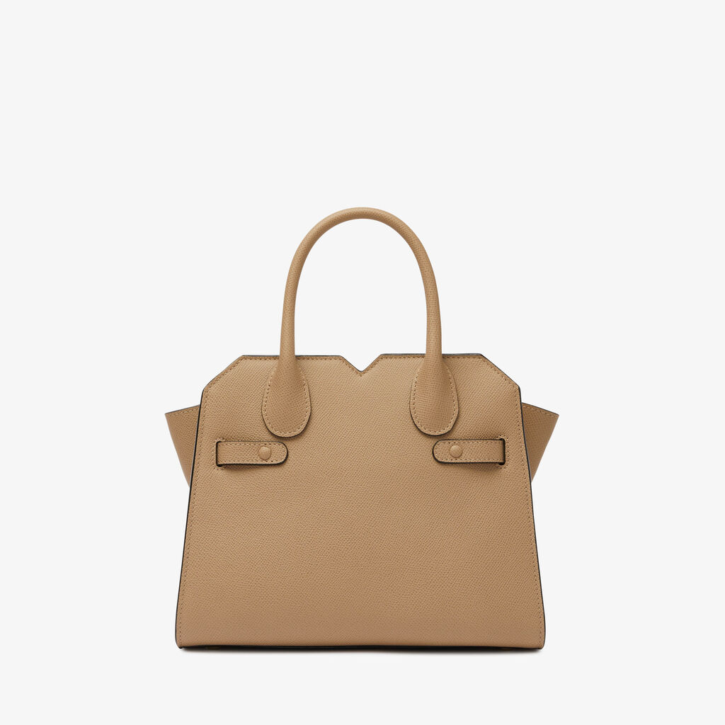 Milano Two Handles Mini Bag - Cashmere Beige - Vitello Millepunte Soft - Valextra - 7