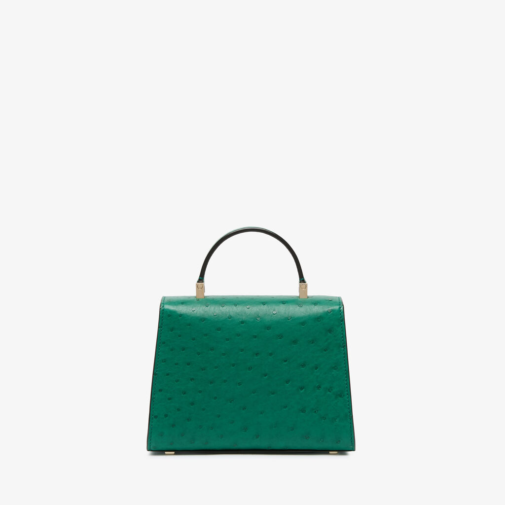 Borsa a Tracolla Iside Struzzo Micro - Verde Smeraldo - Struzzo - Valextra - 5