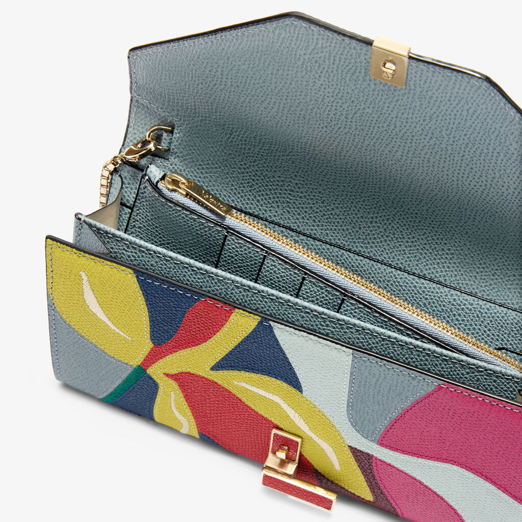 Iside continental Lily purse with chain -  - Vitello VS-Intarsio+Ricamo Giglio - Valextra - 2