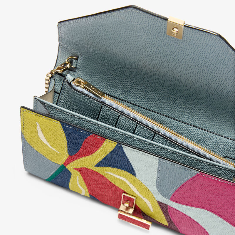 Iside continental Lily purse with chain -  - Vitello VS-Intarsio+Ricamo Giglio - Valextra - 2