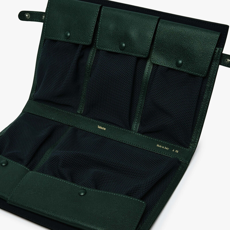 Folding Cable Organizer - Valextra Green - Millepunte calf leather - Valextra - 3