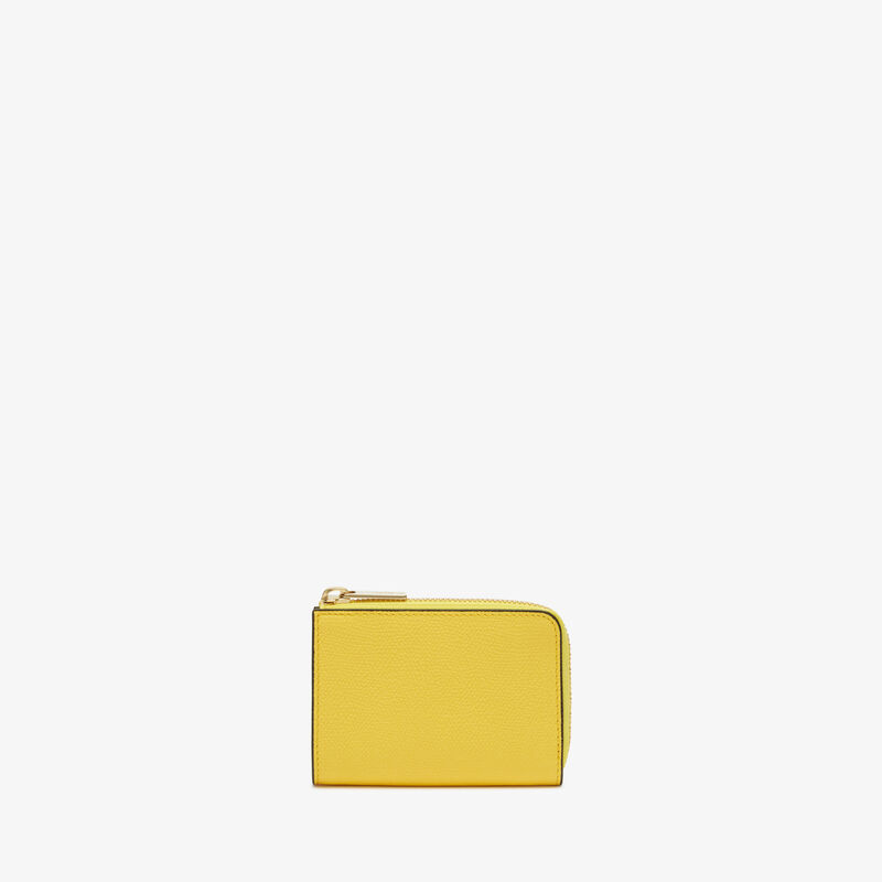 Key Holder Zip Around - Yellow - Millepunte calf leather - Valextra - 1