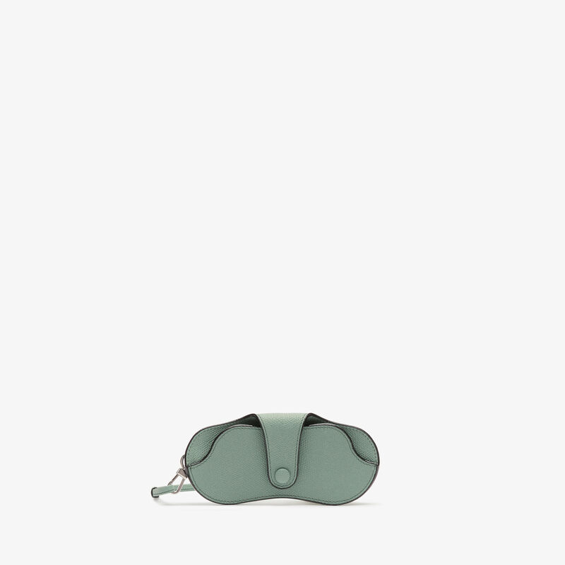 Glasses Case With Lanyard - Eucalyptus Green - Millepunte calf leather - Valextra - 1
