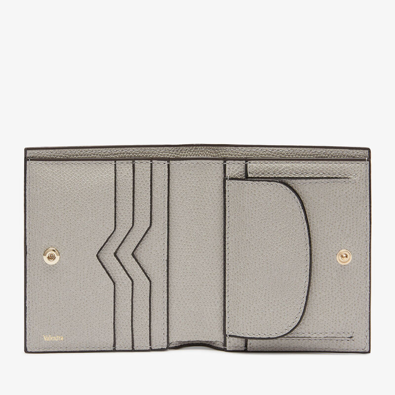 Compact Wallet 3 CC with Coin Purse - Ash Grey - Millepunte calf leather - Valextra - 4