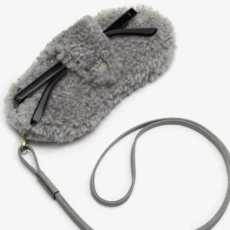 Shearling Glasses Case with Lanyard - Cement Grey - Pelle di Vitello Millepunte and Shearling - Valextra - 2