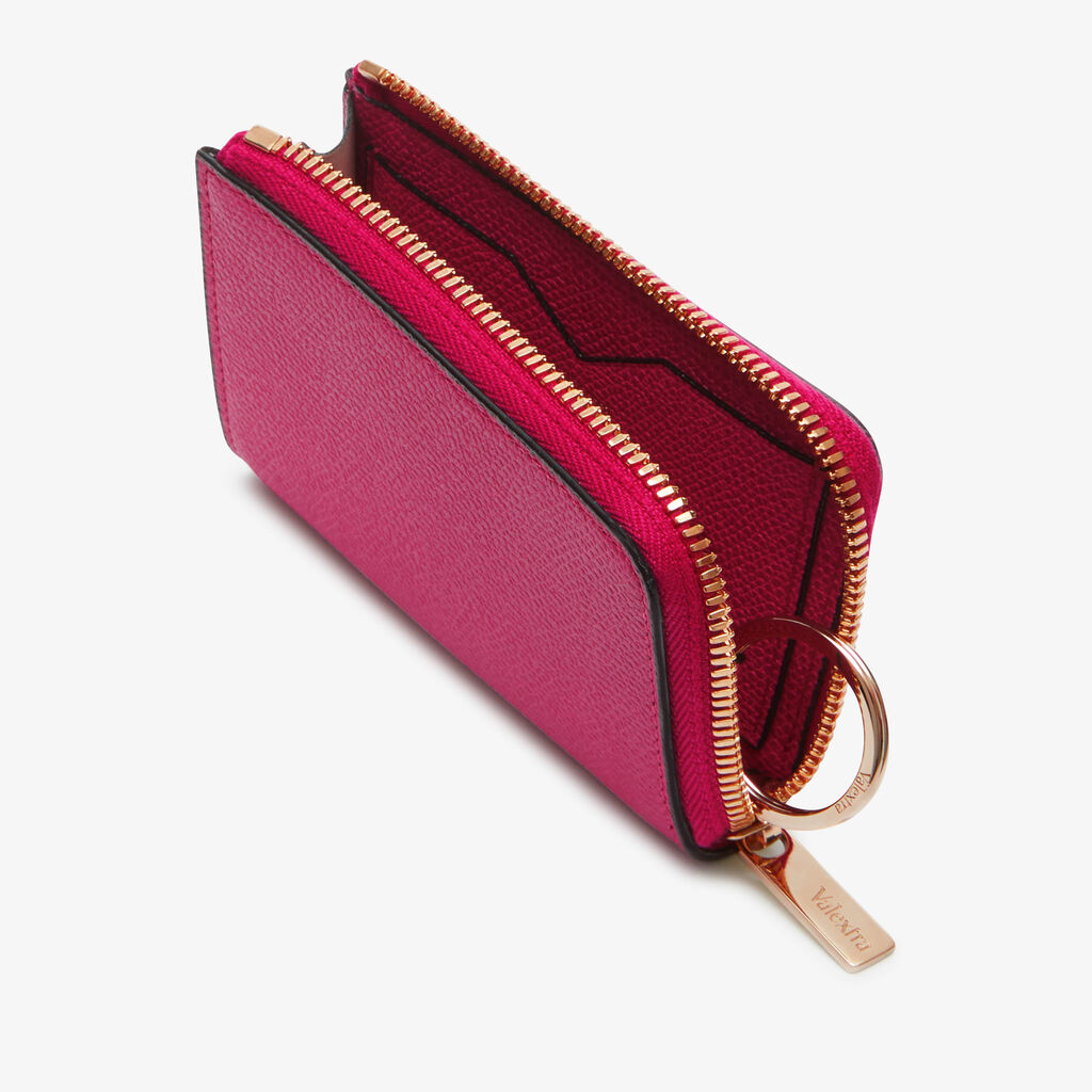 Key Holder Zip Around - Magenta Red - Vitello VS - Valextra - 2