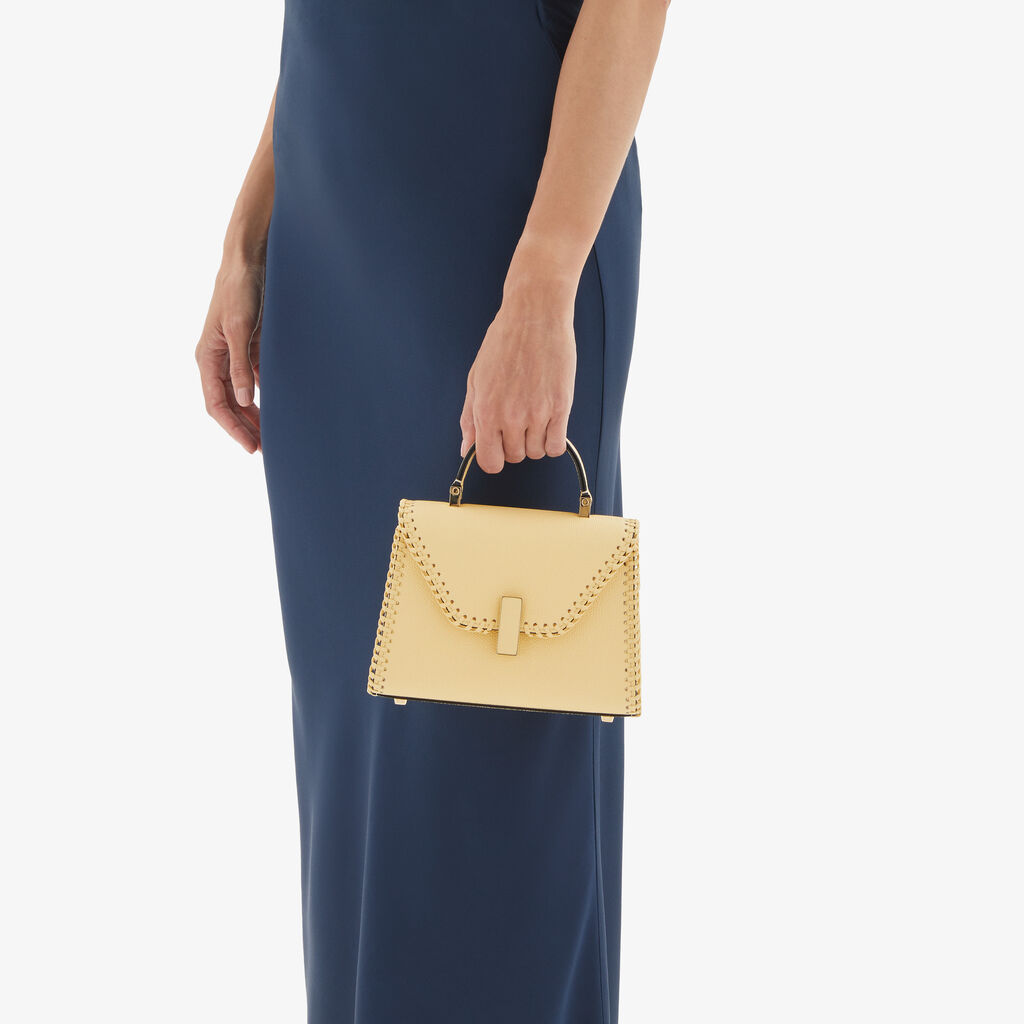 Iside Braided Crossbody Micro Bag - Cream Yellow - Vitello VS-Infilatura Punto Festone - Valextra - 2