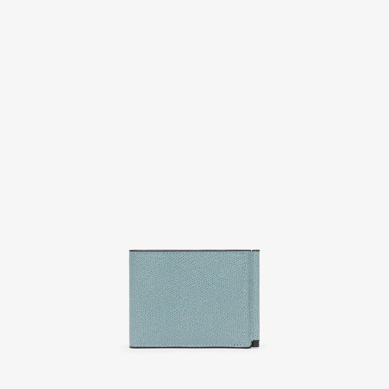Grip 6cc wallet with botton - Smokey Blue - Millepunte calf leather - Valextra - 3