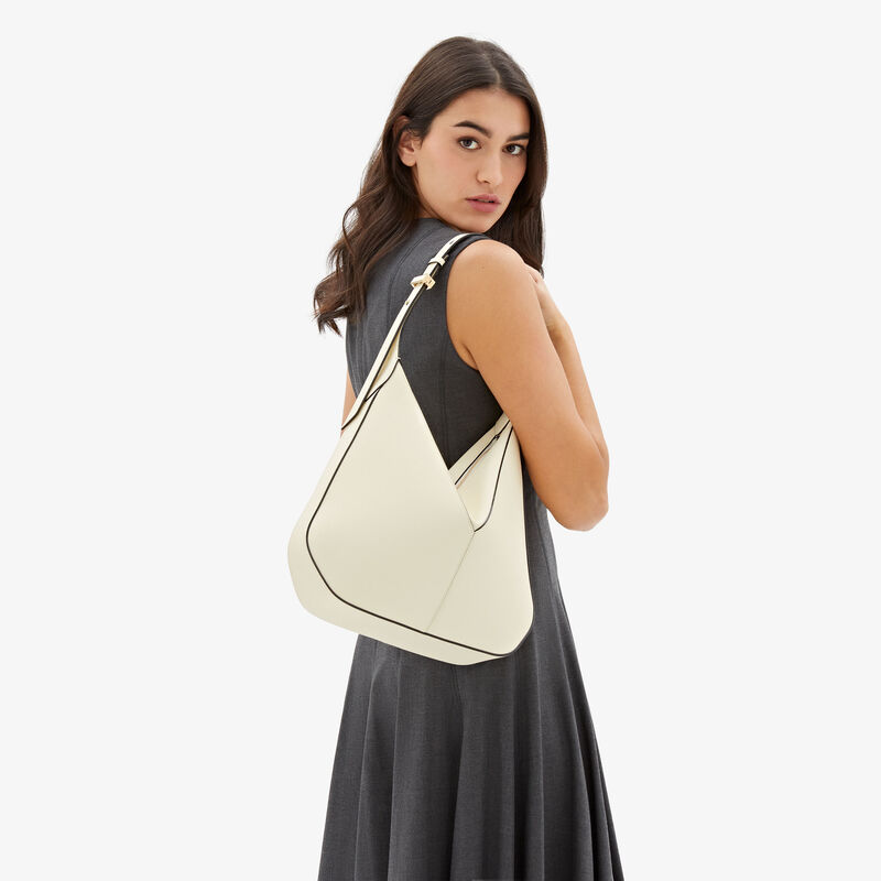 ViVi Hobo Medium Bag - Pergamena White - Millepunte Soft calf leather - Valextra - 2