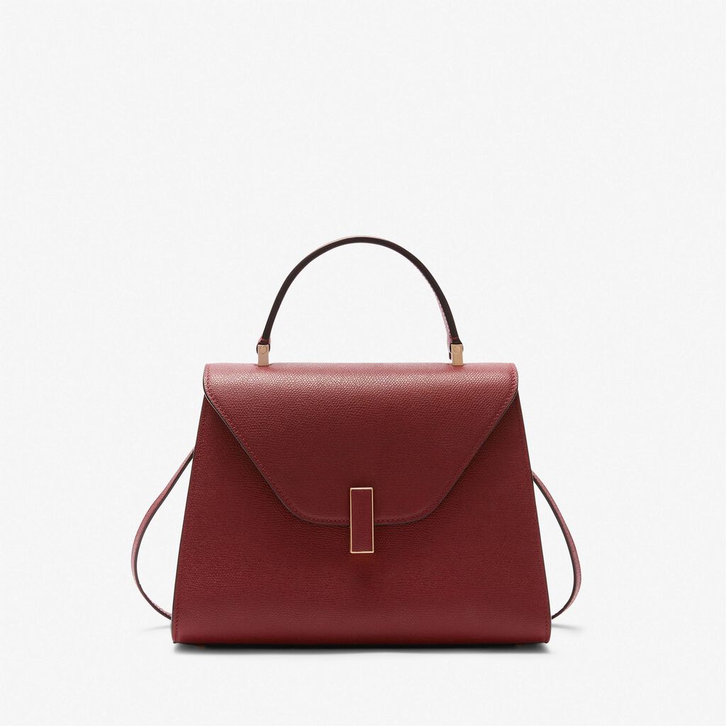 Valextra Borsetta a mano Media in Pelle Bordeaux | Valextra Iside