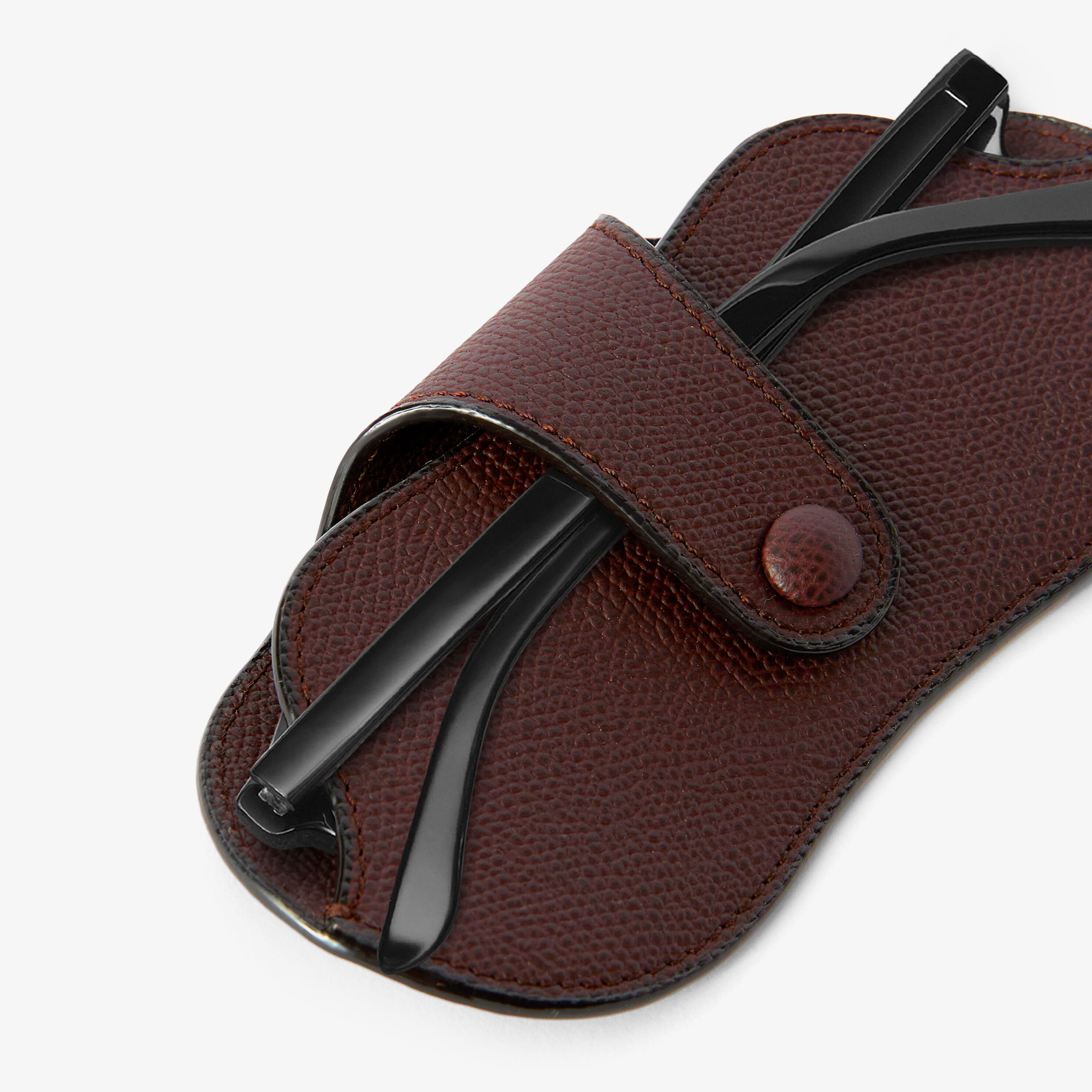 Brown Grained Leather Luxury Glasses Case | Valextra
