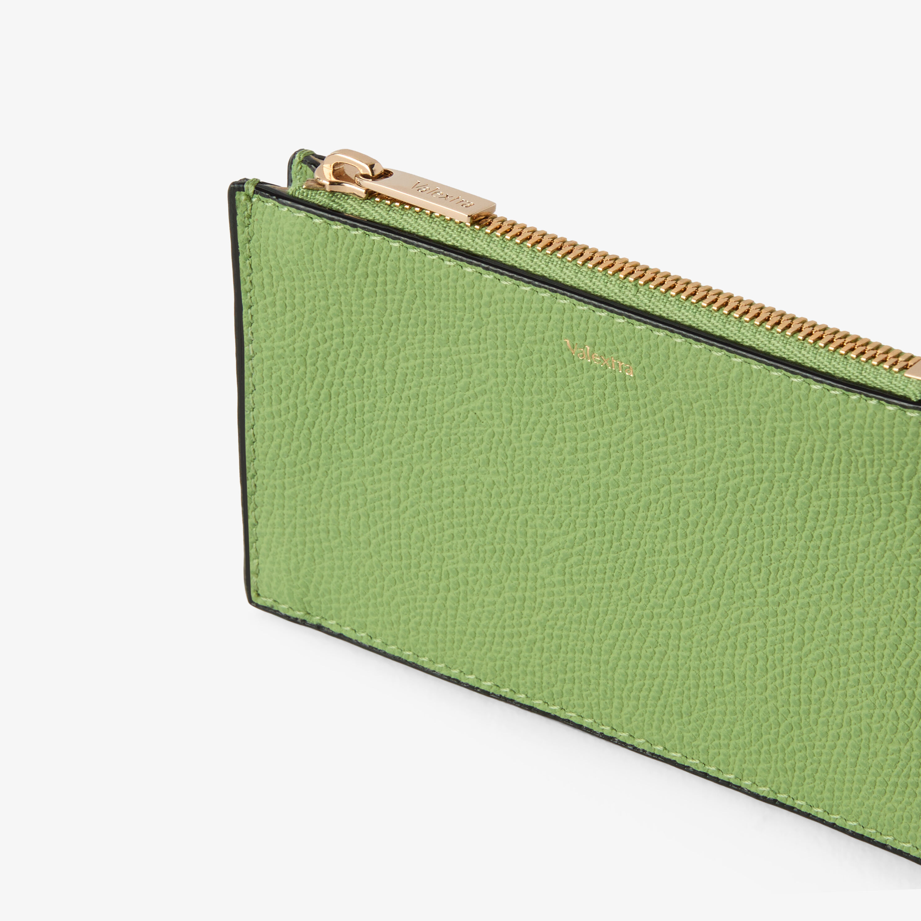 Aloe Green Leather Luxury Card Holder 3CC with Zip | Valextra