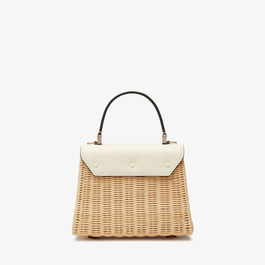 Iside Wicker Top Handle Mini Bag - Beige/Pergamena White - Midollino/Vitello VS - Valextra - 6