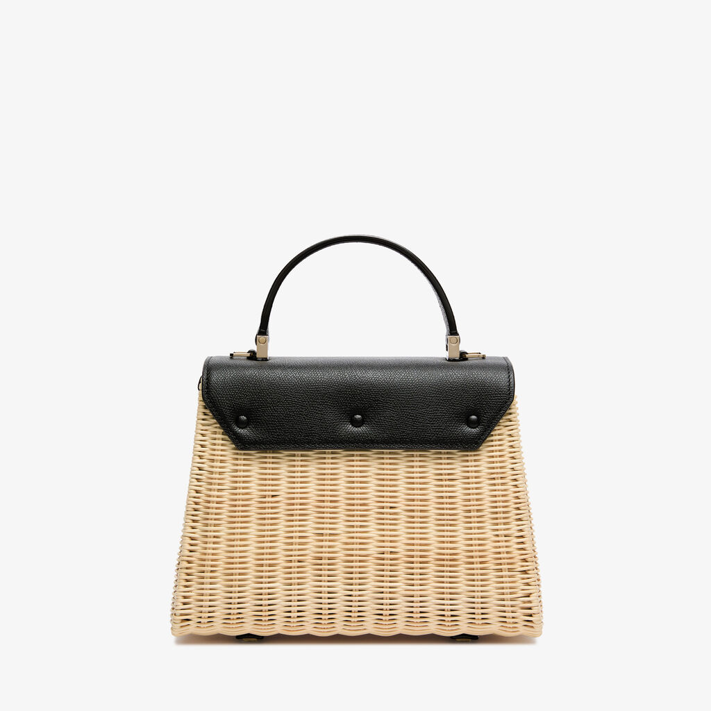 Iside Wicker Top Handle Medium Bag - Beige/Black - Midollino/Vitello VS - Valextra - 7