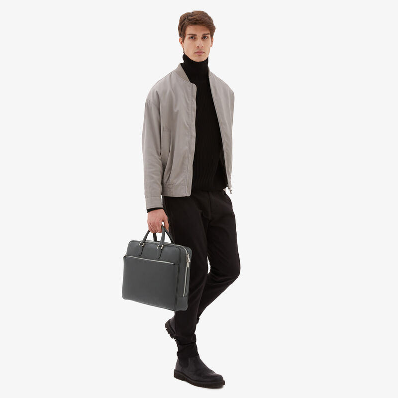 Avietta Briefcase with Zip 24h - Smokey Grey - Millepunte calf leather - Valextra - 2