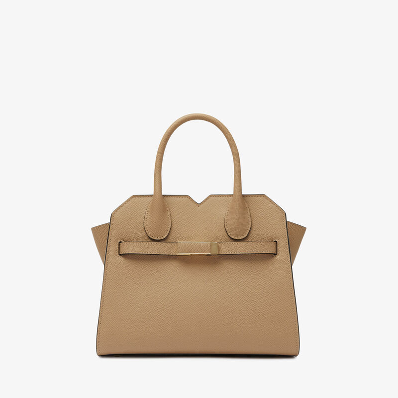 Milano Two Handles Mini Bag - Cashmere Beige - Millepunte Soft calf leather - Valextra - 1