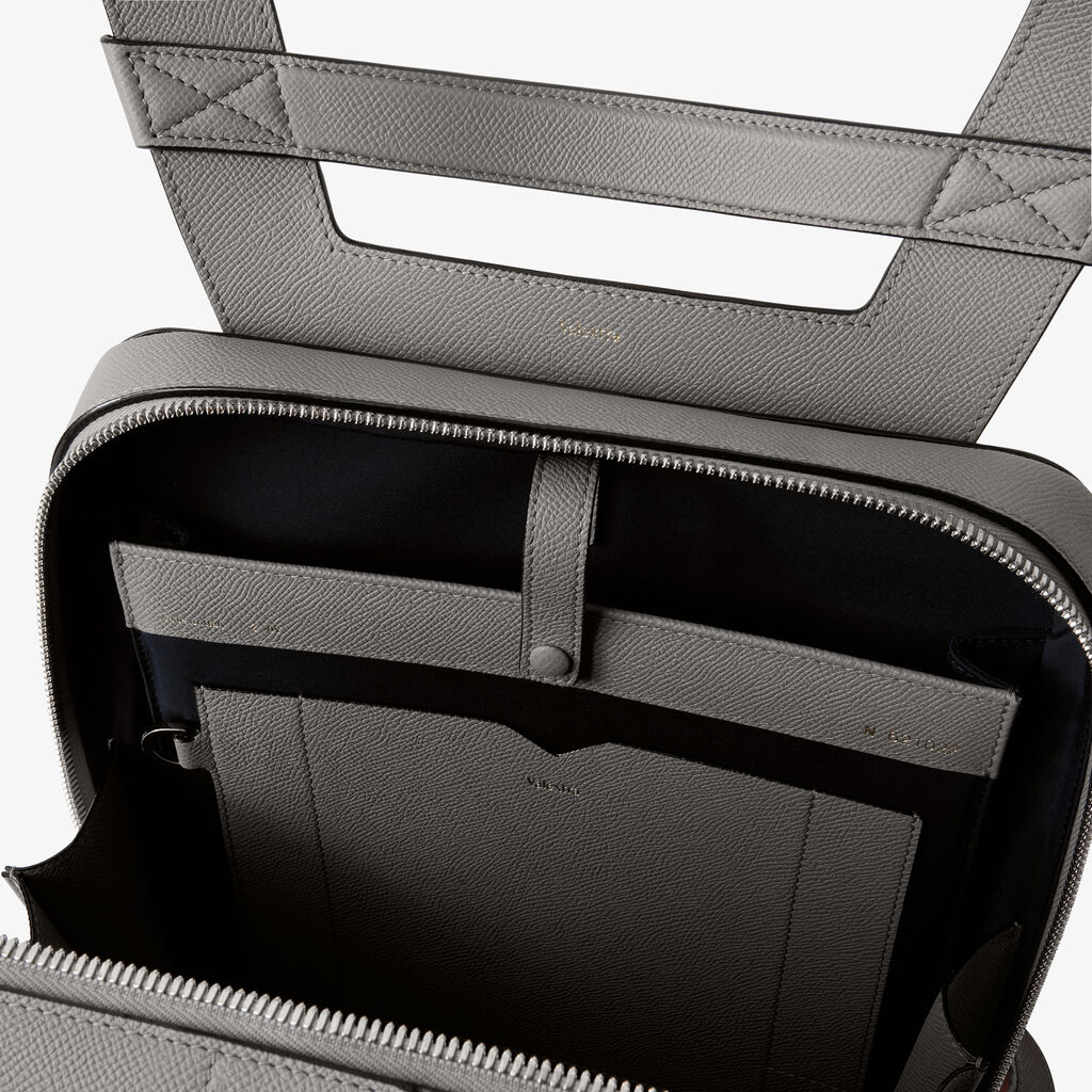 V-Line Backpack - Cement Grey - Vitello Millepunte Soft - Valextra - 2