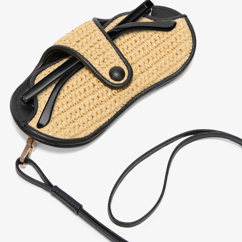 Glasses Case Raffia with Lanyard - Beige/Black - Rafia punto piccolo/Vitello VS - Valextra - 2