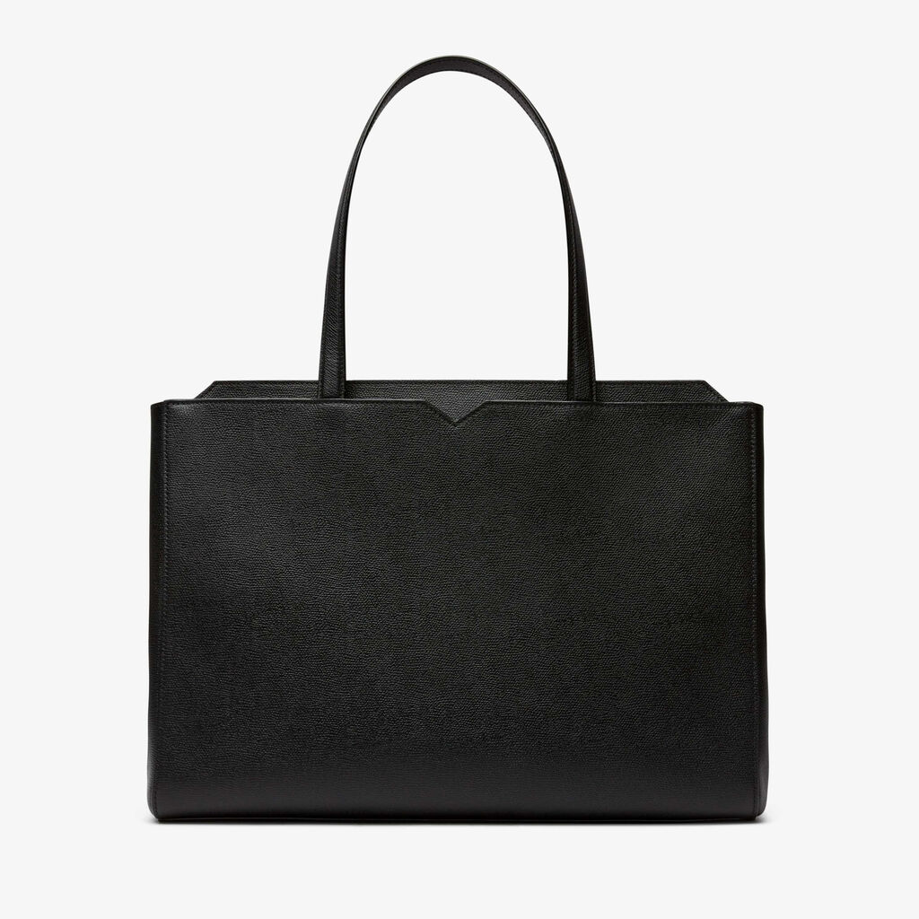 V-line Horizontal Shopping Bag - Black - Vitello VS - Valextra - 5