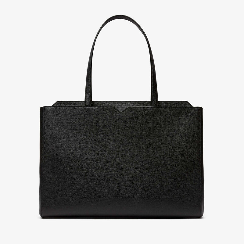 V-line Horizontal Shopping Bag - Black - Millepunte calf leather - Valextra - 5