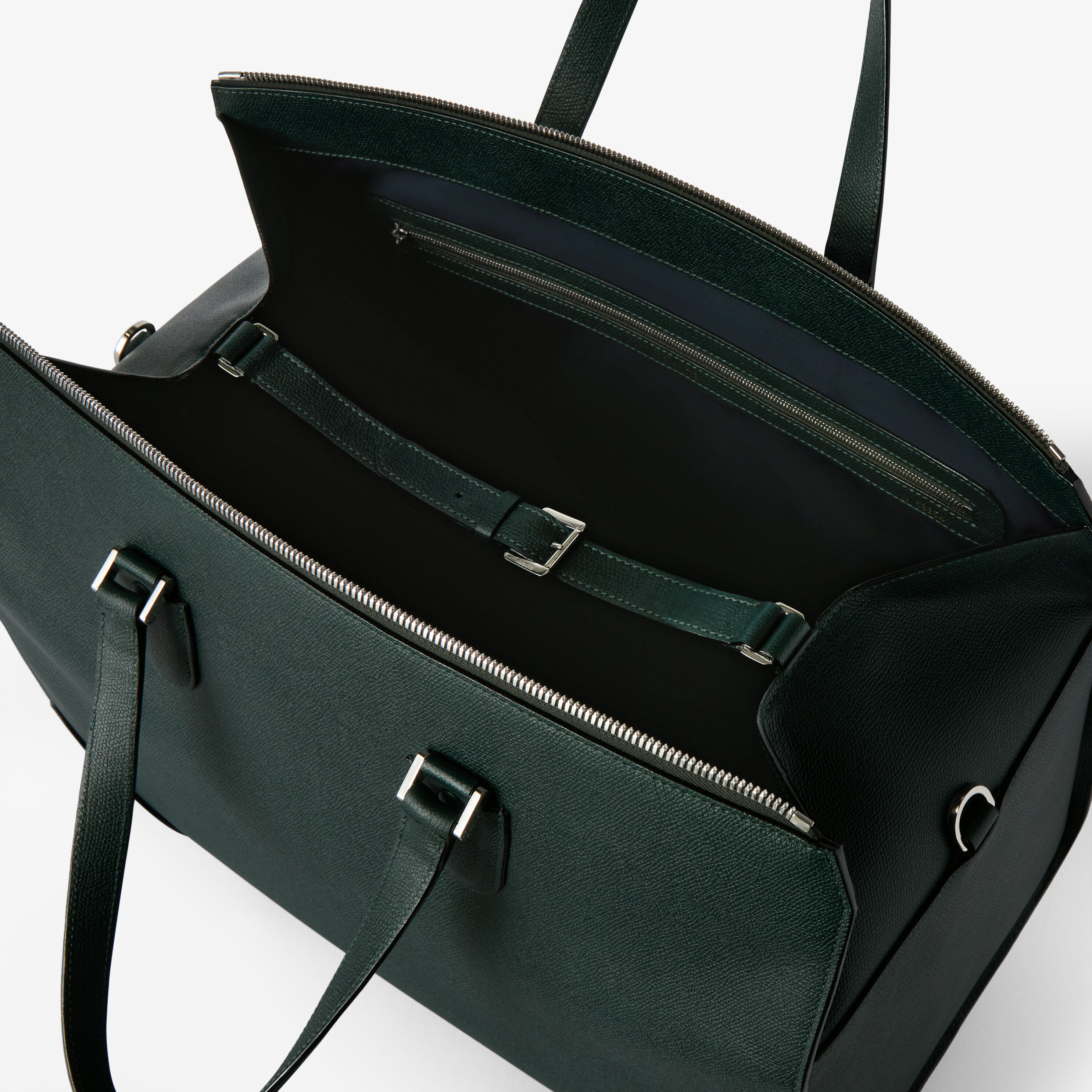 Green Luxury Grained Leather Boston Travel Bag | Valextra Babila