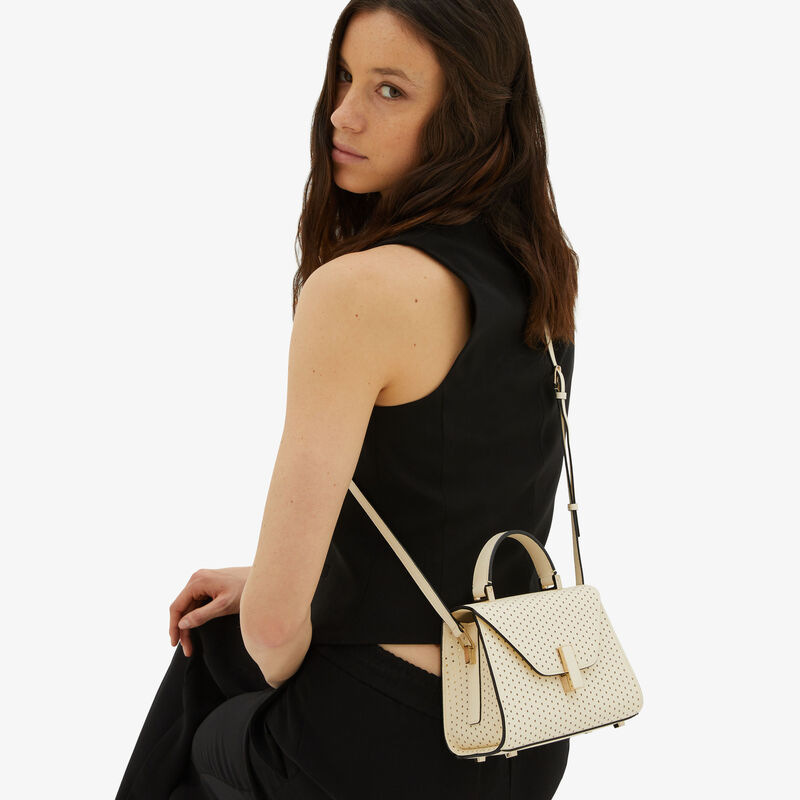 Iside Senses Crossbody Micro Bag - Pergamena White/Gold - Millepunte calf leather - Valextra - 2