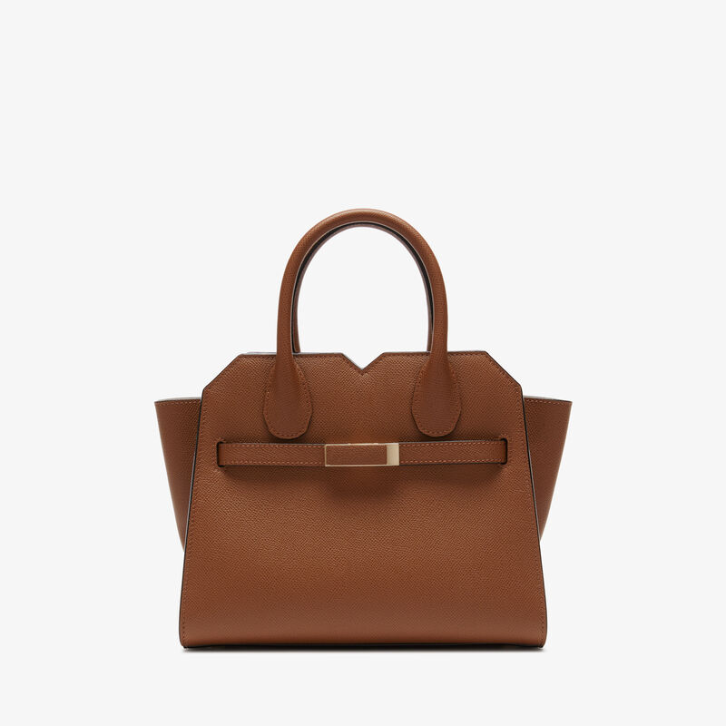 Milano Two Handles Mini Bag - Chocolate Brown - Millepunte Soft calf leather - Valextra - 1