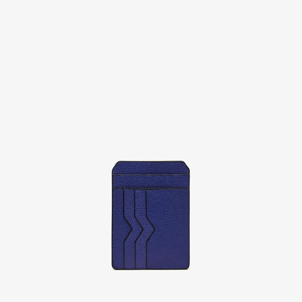 Porta Carte di Credito con Portadocumenti - Blu Royale - Vitello VS - Valextra - 3