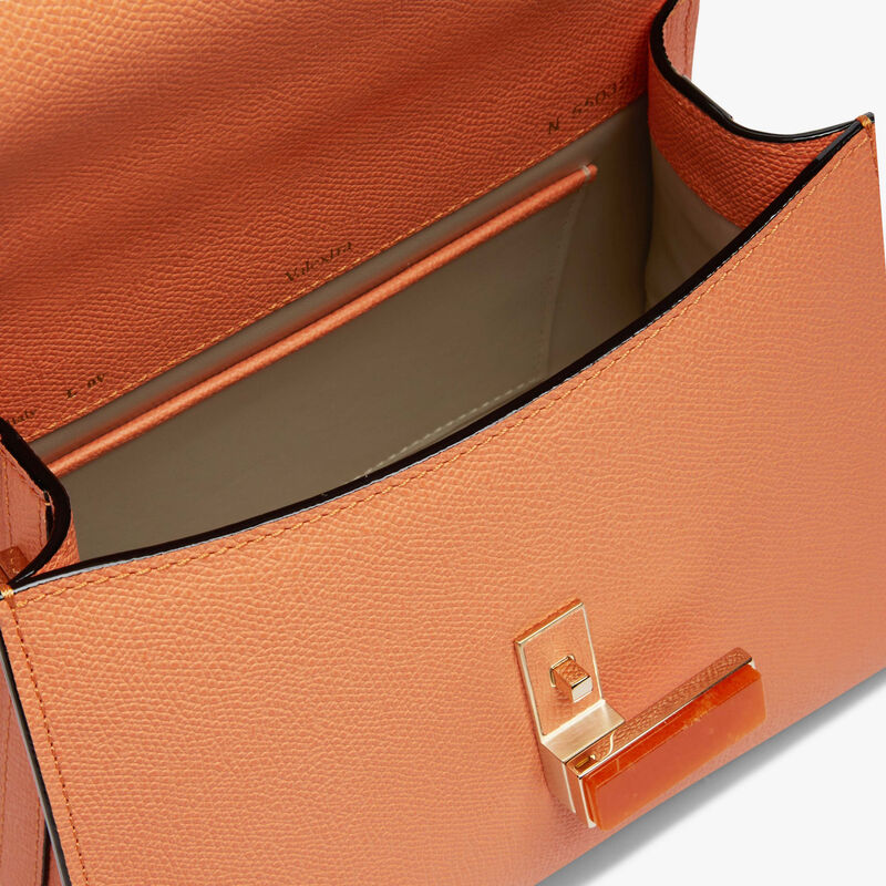 Iside Quarzo Top Handle Mini Bag - Peach Orange/Orange - Millepunte calf leather - Valextra - 3