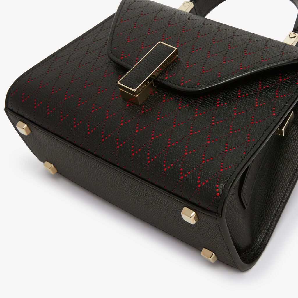 Iside Snake Crossbody Micro Bag - Black/Crimson Red - Vitello VS-Foratura a Contrasto - Valextra - 4