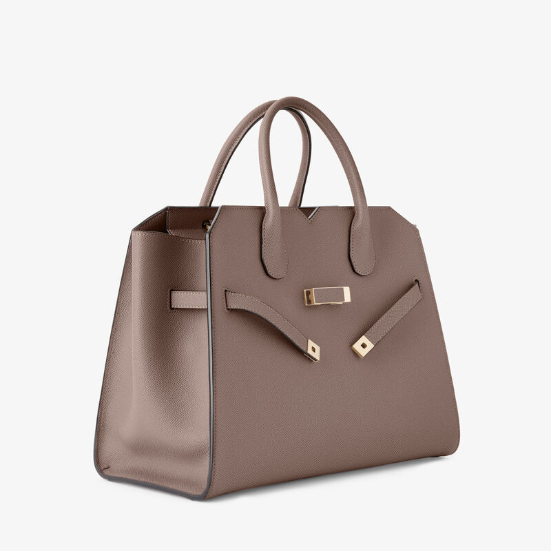 Milano Two Handles Medium Bag - Sahara Brown - Millepunte Soft calf leather - Valextra - 5
