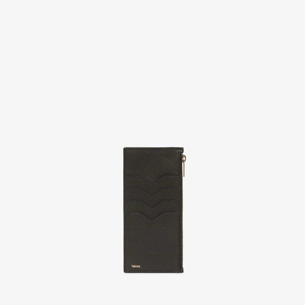 Card Case with Coin Purse - Dark Brown - Vitello VS - Valextra - 1