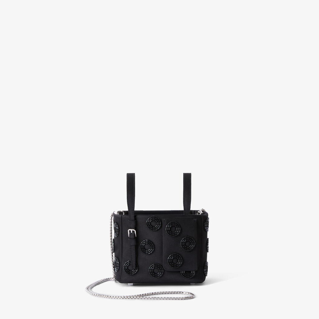 Soft Fizz Bucket Nano Bag - Black - Raso ricamo Girelle - Valextra - 5