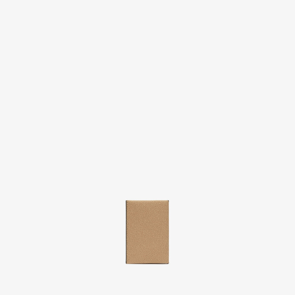 Card Case with Button - Cashmere Beige/Black - Vitello VS - Valextra - 3