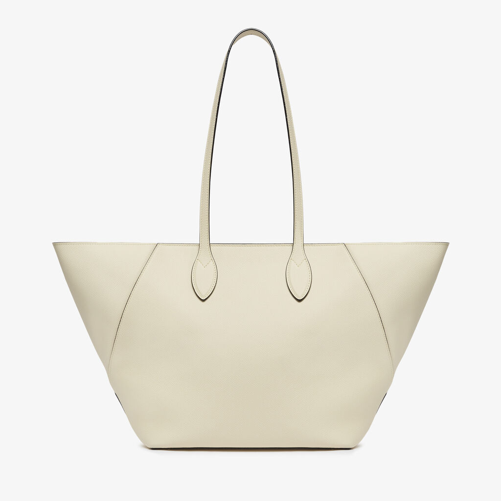 Vivi Shopping Medium Bag - Pergamena White - Vitello Millepunte Soft - Valextra - 5
