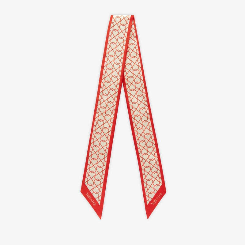 Love Silk Band - Pergamena White/Crimson Red - Silk - Valextra - 1