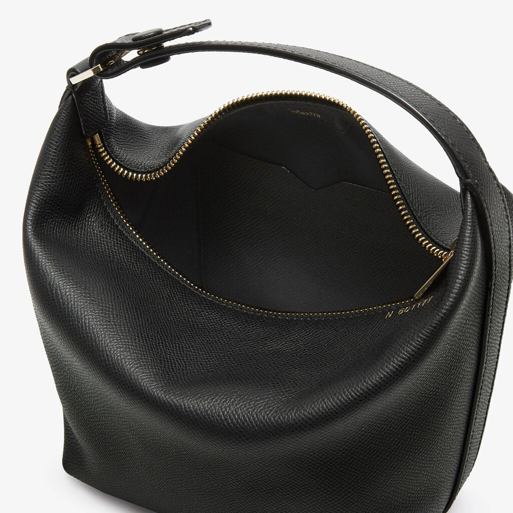 Mochi Top Handle Mini Bag - Black - Vitello Millepunte Soft - Valextra - 3