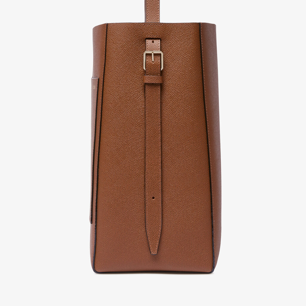 Soft Bucket Medium Bag - Chocolate Brown - Vitello VS - Valextra - 4