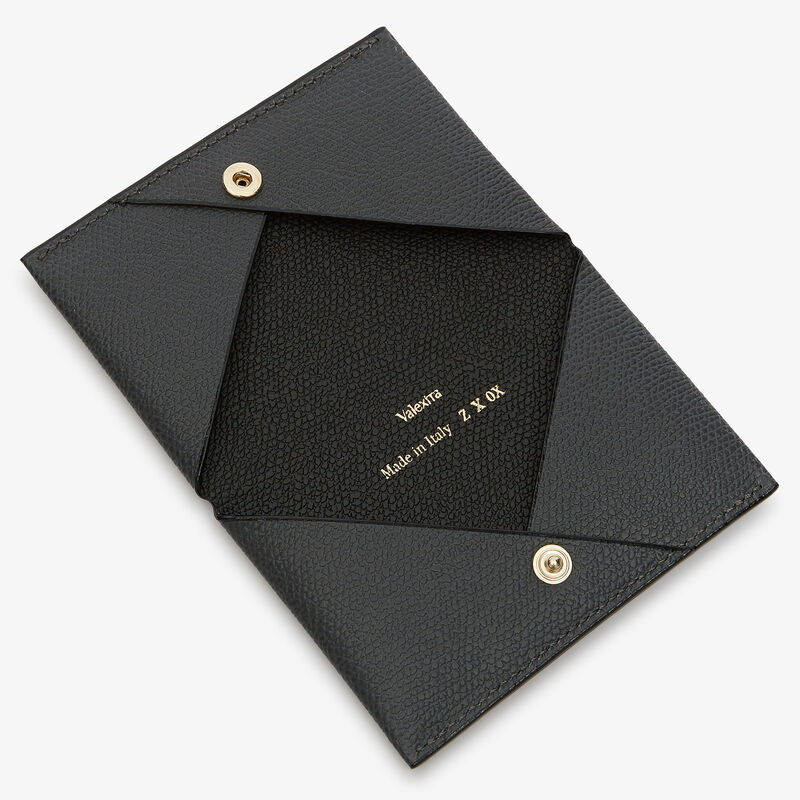 Card Case with Button - Smokey Grey/Black - Millepunte calf leather - Valextra - 2
