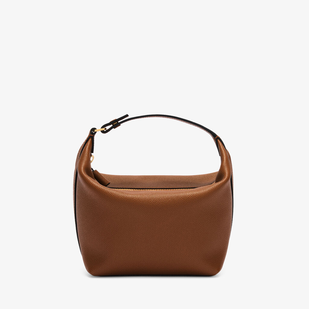 Mochi Top Handle Mini Bag - Chocolate Brown - Millepunte Soft calf leather - Valextra - 1