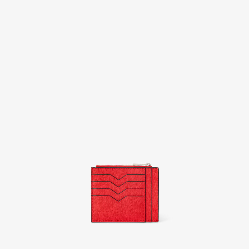 Card Holder 8CC with Zip - Crimson Red - Millepunte calf leather - Valextra - 1